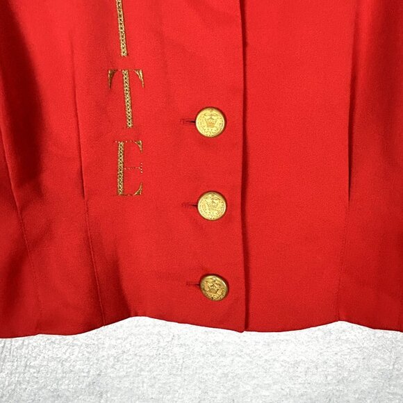 Mondi Blazer Women EU 42 US 14 Red Wool Blend Embroidered Vintage Jacket - Picture 7 of 16